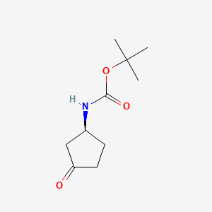 Chemical structure of (S)-tert-Butyl (3-oxocyclopentyl)carbamate