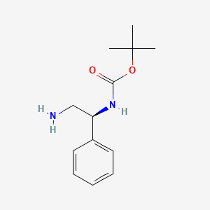 Chemical structure of (S)-tert-Butyl (2-amino-1-phenylethyl)carbamate