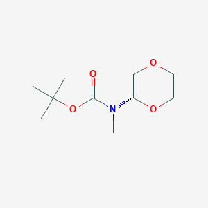 Chemical structure of (S)-tert-butyl (1,4-dioxan-2-yl)methylcarbamate