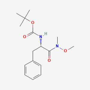 Chemical structure of (S)-tert-Butyl (1-(methoxy(methyl)amino)-1-oxo-3-phenylpropan-2-yl)carbamate
