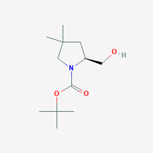 Chemical structure of (S)-N-Boc-2-Hydroxymethyl-4,4-dimethylpyrrolidine