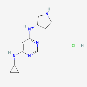 Chemical structure of (S)-N4-Cyclopropyl-N6-(pyrrolidin-3-yl)pyrimidine-4,6-diamine hydrochloride