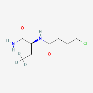 Chemical structure of (S)-N-(1-Amino-1-oxobutan-2-yl)-4-chlorobutanamide-d3