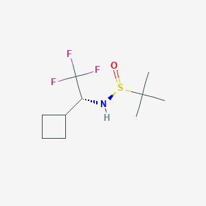 Chemical structure of (S)-N-((R)-1-Cyclobutyl-2,2,2-trifluoroethyl)-2-methylpropane-2-sulfinamide