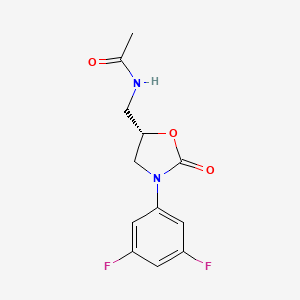 Chemical structure of (S)-N-((3-(3,5-Difluorophenyl)-2-oxooxazolidin-5-yl)methyl)acetamide