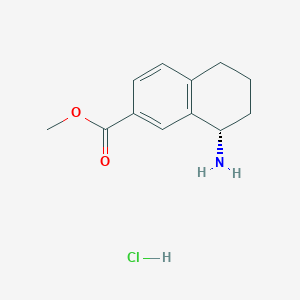 Chemical structure of (S)-Methyl 8-amino-5,6,7,8-tetrahydronaphthalene-2-carboxylate hydrochloride