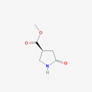 Chemical structure of (S)-Methyl 5-oxopyrrolidine-3-carboxylate