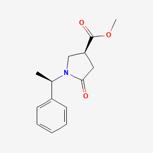 Chemical structure of (S)-Methyl 5-oxo-1-((R)-1-phenylethyl)pyrrolidine-3-carboxylate