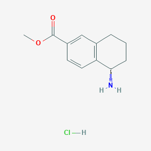 Chemical structure of (S)-Methyl 5-amino-5,6,7,8-tetrahydronaphthalene-2-carboxylate hydrochloride