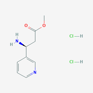 Chemical structure of (S)-Methyl 3-amino-3-(pyridin-3-yl)propanoate dihydrochloride