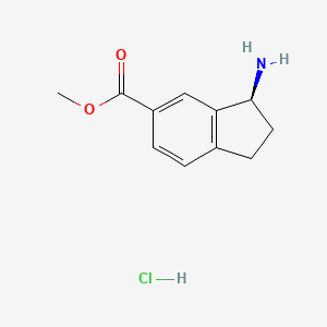 Chemical structure of (S)-Methyl 3-amino-2,3-dihydro-1H-indene-5-carboxylate hydrochloride