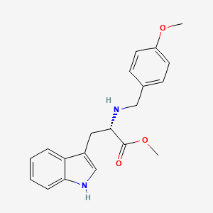 Chemical structure of (S)-methyl 3-(1H-indol-3-yl)-2-((4-methoxybenzyl)amino)propanoate