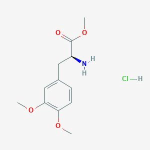 Chemical structure of (S)-Methyl 2-amino-3-(3,4-dimethoxyphenyl)propanoate hydrochloride