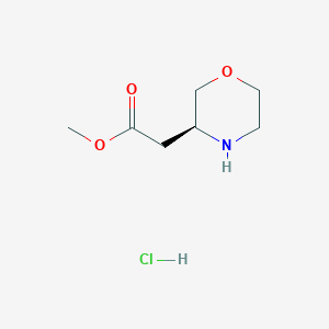 Chemical structure of (S)-Methyl 2-(morpholin-3-yl)acetate hydrochloride