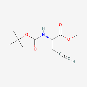 Chemical structure of (S)-Methyl 2-((tert-butoxycarbonyl)amino)pent-4-ynoate