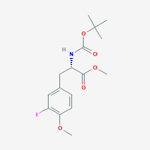 Chemical structure of (S)-Methyl 2-((Tert-Butoxycarbonyl)Amino)-3-(3-Iodo-4-Methoxyphenyl)Propanoate
