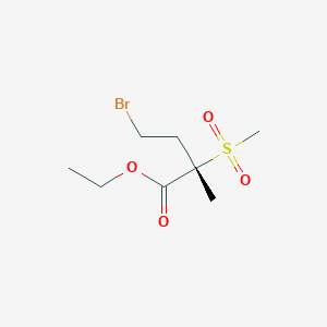 Chemical structure of (S)-ethyl 4-bromo-2-methyl-2-(methylsulfonyl)butanoate