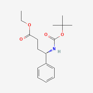 Chemical structure of (S)-Ethyl 4-((tert-butoxycarbonyl)amino)-4-phenylbutanoate