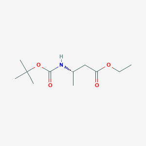 Chemical structure of (S)-Ethyl 3-((tert-butoxycarbonyl)amino)butanoate