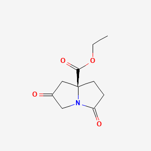 Chemical structure of (S)-Ethyl 2,5-dioxohexahydro-1H-pyrrolizine-7a-carboxylate