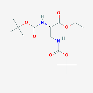 Chemical structure of (S)-Ethyl 2,3-bis((tert-butoxycarbonyl)amino)propanoate