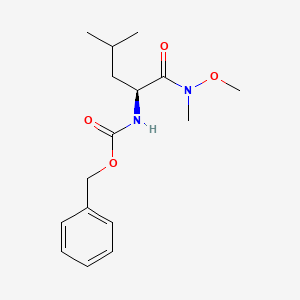 Chemical structure of (S)-Benzyl(1-(Methoxy(Methyl)Amino)-4-Methyl-1-Oxopentan-2-Yl)Carbamate