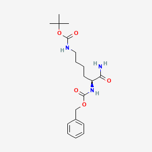 Chemical structure of (S)-Benzyl tert-butyl (6-amino-6-oxohexane-1,5-diyl)dicarbamate