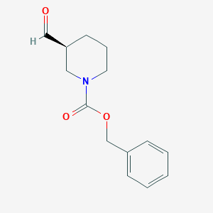 Chemical structure of (S)-Benzyl 3-formylpiperidine-1-carboxylate