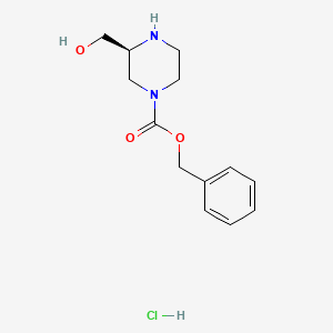 Chemical structure of (S)-Benzyl 3-(hydroxymethyl)piperazine-1-carboxylate hydrochloride