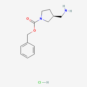Chemical structure of (S)-Benzyl 3-(aminomethyl)pyrrolidine-1-carboxylate hydrochloride
