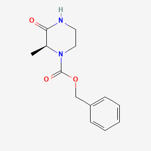 Chemical structure of (S)-Benzyl 2-methyl-3-oxopiperazine-1-carboxylate