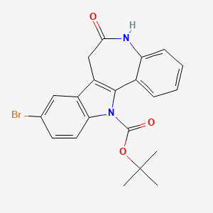 Chemical structure of (S)-benzyl 2-(5-bromo-1H-indole-3-carbonyl)pyrrolidine-1-carboxylate
