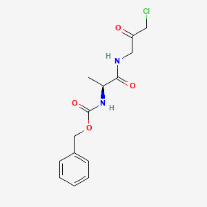 Chemical structure of (S)-benzyl (1-((3-chloro-2-oxopropyl)amino)-1-oxopropan-2-yl)carbamate