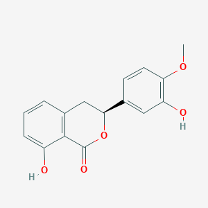 Chemical structure of (S)-8-Hydroxy-3-(3-hydroxy-4-methoxyphenyl)isochroman-1-one