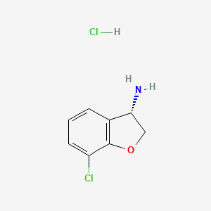 Chemical structure of (S)-7-Chloro-2,3-dihydrobenzofuran-3-amine hydrochloride