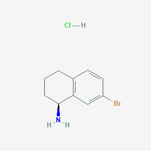 Chemical structure of (S)-7-Bromo-1,2,3,4-tetrahydronaphthalen-1-amine hydrochloride