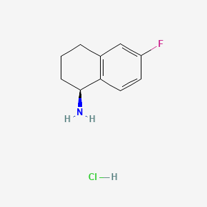Chemical structure of (S)-6-Fluoro-1,2,3,4-tetrahydronaphthalen-1-amine hydrochloride