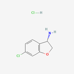 Chemical structure of (S)-6-Chloro-2,3-dihydrobenzofuran-3-amine hydrochloride