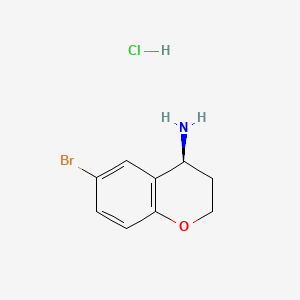 Chemical structure of (S)-6-Bromochroman-4-amine hydrochloride