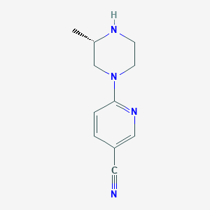 Chemical structure of (S)-6-(3-Methylpiperazin-1-yl)nicotinonitrile