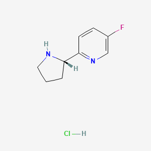 Chemical structure of (S)-5-fluoro-2-(pyrrolidin-2-yl)pyridine dihydrochloride