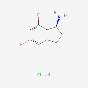 Chemical structure of (S)-5,7-Difluoro-2,3-dihydro-1H-inden-1-amine hydrochloride
