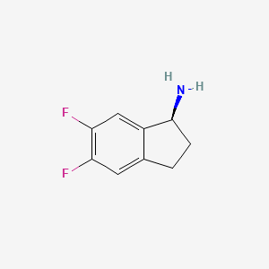 Chemical structure of (S)-5,6-Difluoro-2,3-dihydro-1H-inden-1-amine