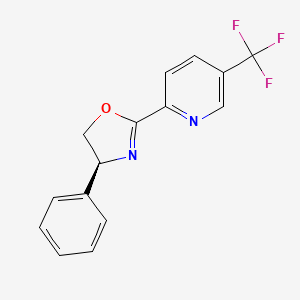 Chemical structure of (S)-4-Phenyl-2-(5-(trifluoromethyl)pyridin-2-yl)-4,5-dihydrooxazole