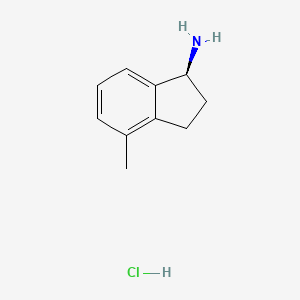 Chemical structure of (S)-4-Methyl-2,3-dihydro-1H-inden-1-amine hydrochloride