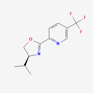 Chemical structure of (S)-4-Isopropyl-2-(5-(trifluoromethyl)pyridin-2-yl)-4,5-dihydrooxazole