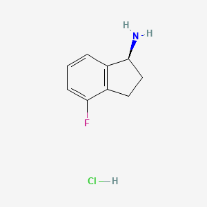 Chemical structure of (S)-4-Fluoro-2,3-dihydro-1H-inden-1-amine hydrochloride