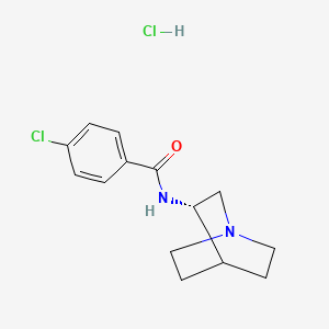 Chemical structure of (S)-4-Chloro-N-(quinuclidin-3-yl)benzamide hydrochloride