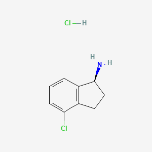 Chemical structure of (S)-4-Chloro-2,3-dihydro-1H-inden-1-amine hydrochloride