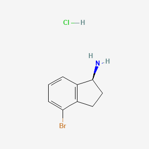Chemical structure of (S)-4-Bromo-2,3-dihydro-1H-inden-1-amine hydrochloride